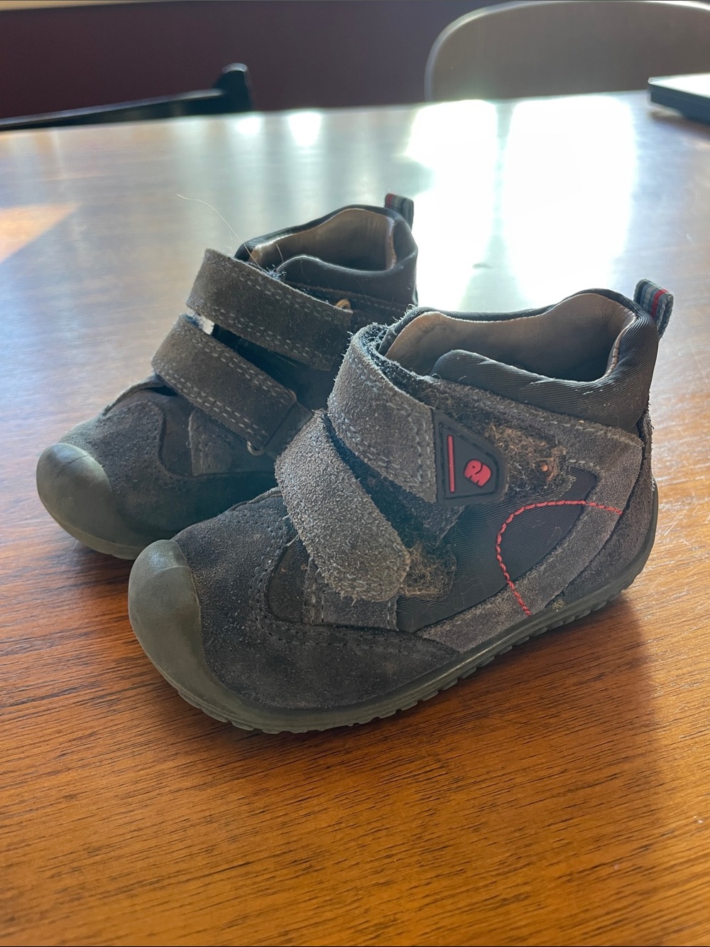Navy Hook-and-Loop Ankle Boots
